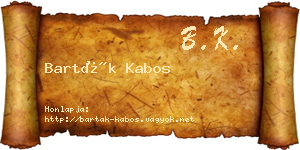 Barták Kabos névjegykártya